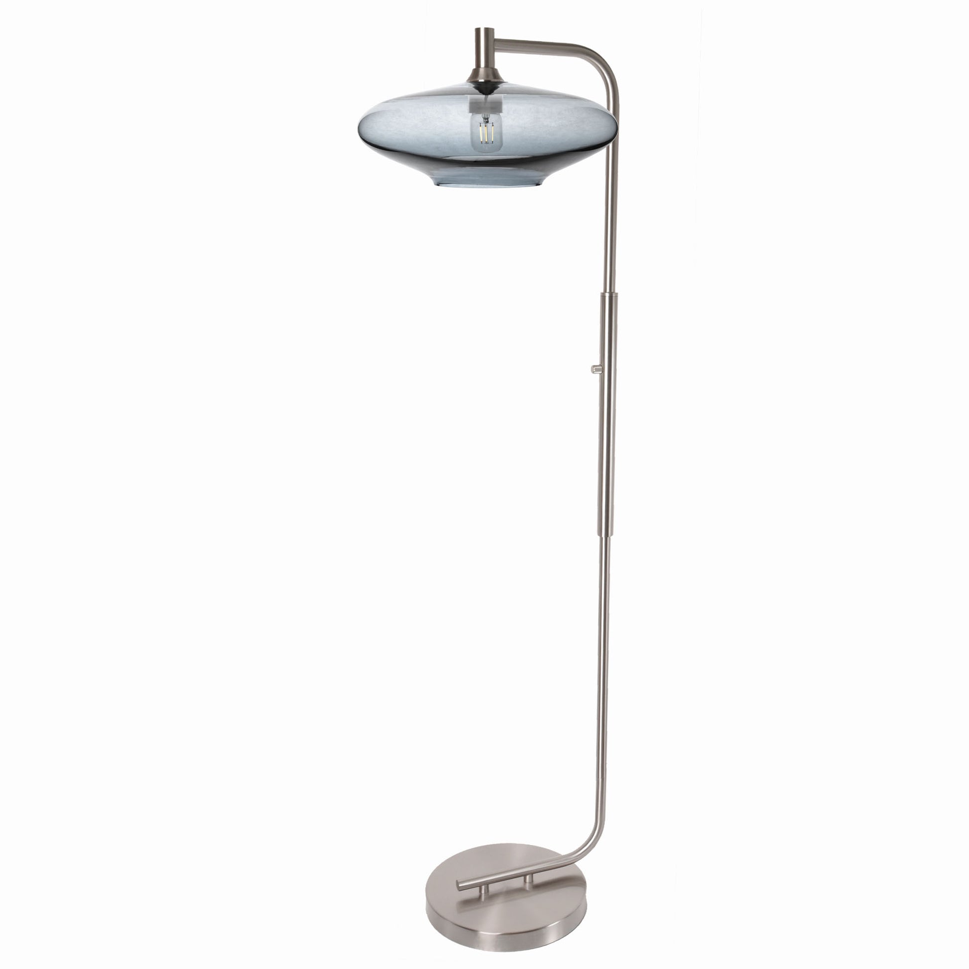 952 Floor Lamp-Glass-Bicycle Glass Co-Lunar-Steel Blue-Brushed Nickel-Bicycle Glass Co