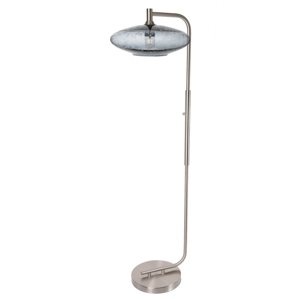 952 Floor Lamp-Glass-Bicycle Glass Co-Lunar-Steel Blue-Brushed Nickel-Bicycle Glass Co