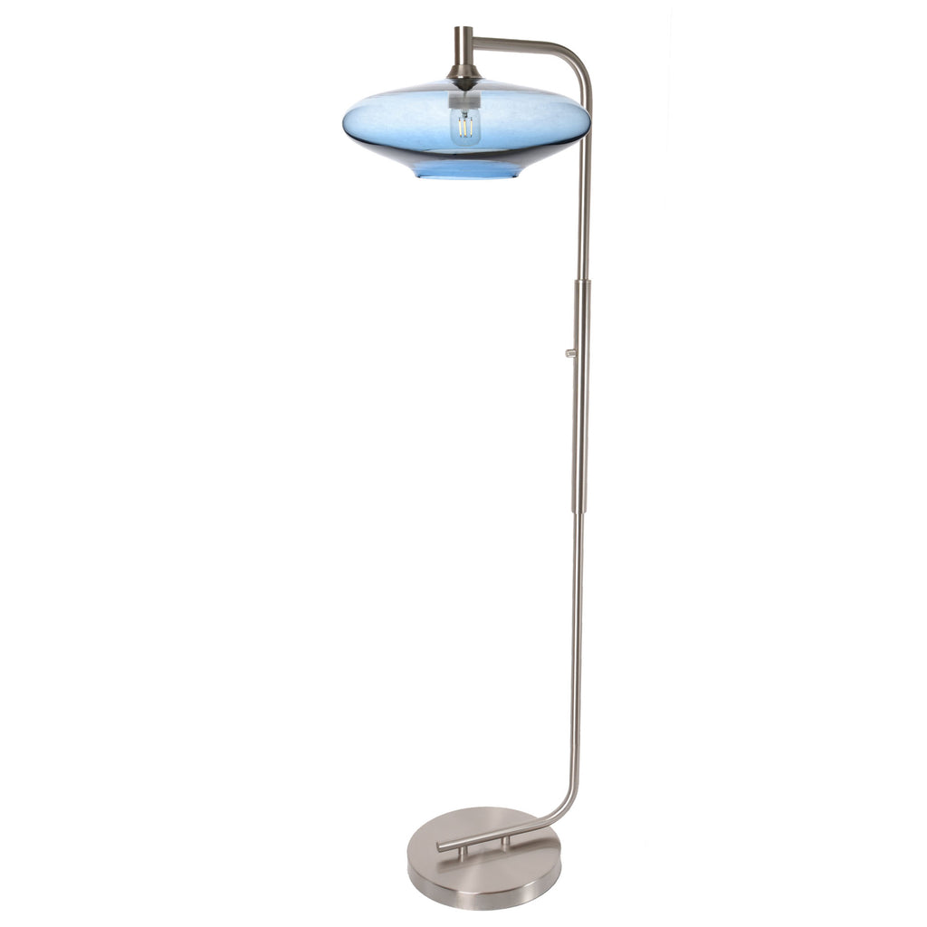 952 Floor Lamp-Glass-Bicycle Glass Co-Lunar-Steel Blue-Brushed Nickel-Bicycle Glass Co