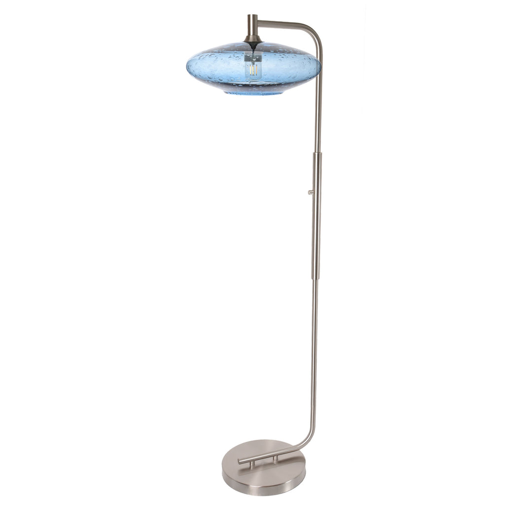 952 Floor Lamp-Glass-Bicycle Glass Co-Lunar-Steel Blue-Brushed Nickel-Bicycle Glass Co