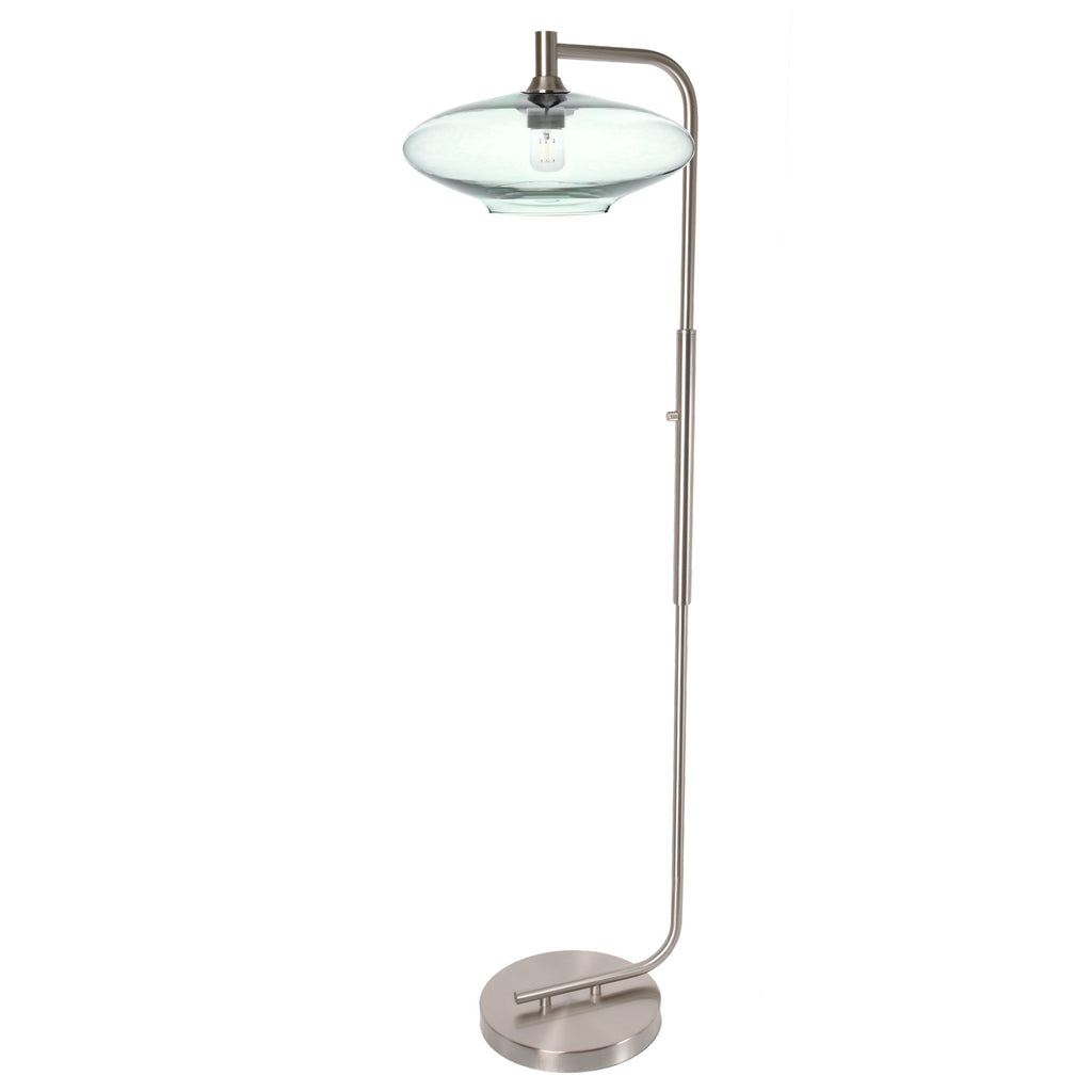 952 Floor Lamp-Glass-Bicycle Glass Co-Lunar-Steel Blue-Brushed Nickel-Bicycle Glass Co