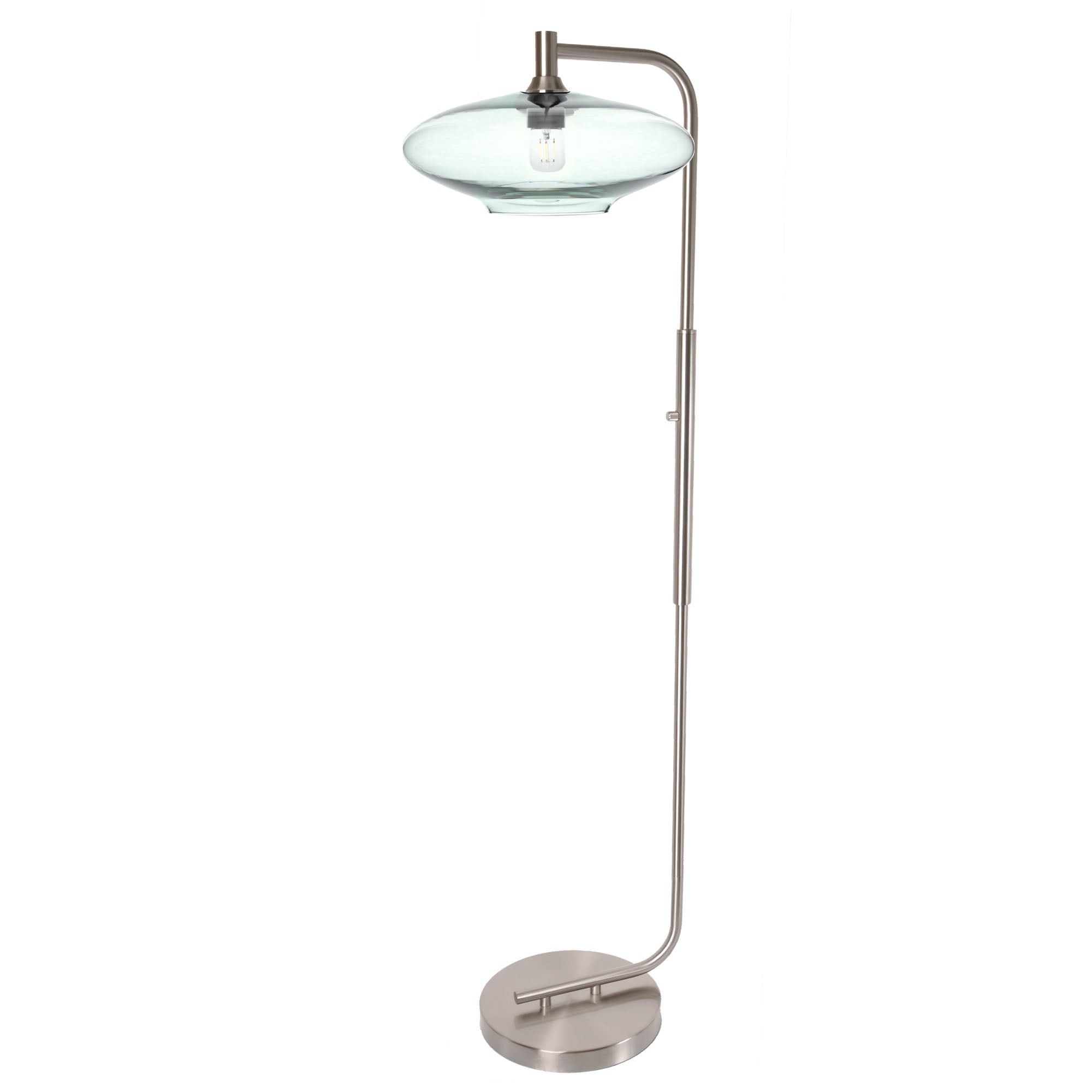 952 Floor Lamp-Glass-Bicycle Glass Co-Lunar-Steel Blue-Brushed Nickel-Bicycle Glass Co