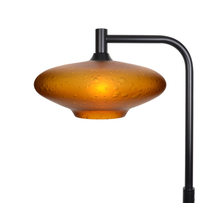 952 Floor Lamp-Glass-Bicycle Glass Co-Celestial-Golden Amber-Matte Black-Bicycle Glass Co