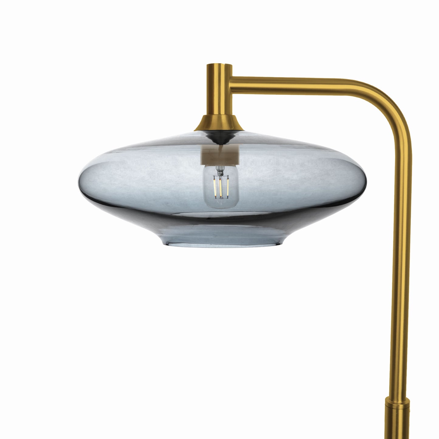 952 Floor Lamp-Glass-Bicycle Glass Co-Lucent-Slate Gray-Polished Brass-Bicycle Glass Co