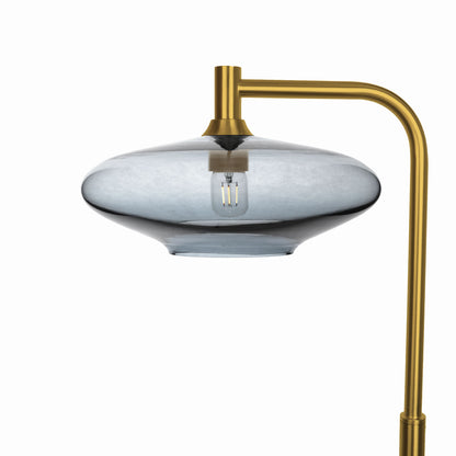 952 Floor Lamp-Glass-Bicycle Glass Co-Lucent-Slate Gray-Polished Brass-Bicycle Glass Co