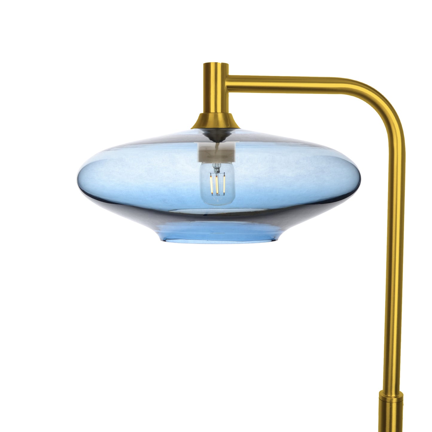 952 Floor Lamp-Glass-Bicycle Glass Co-Lucent-Steel Blue-Polished Brass-Bicycle Glass Co