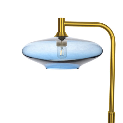 952 Floor Lamp-Glass-Bicycle Glass Co-Lucent-Steel Blue-Polished Brass-Bicycle Glass Co
