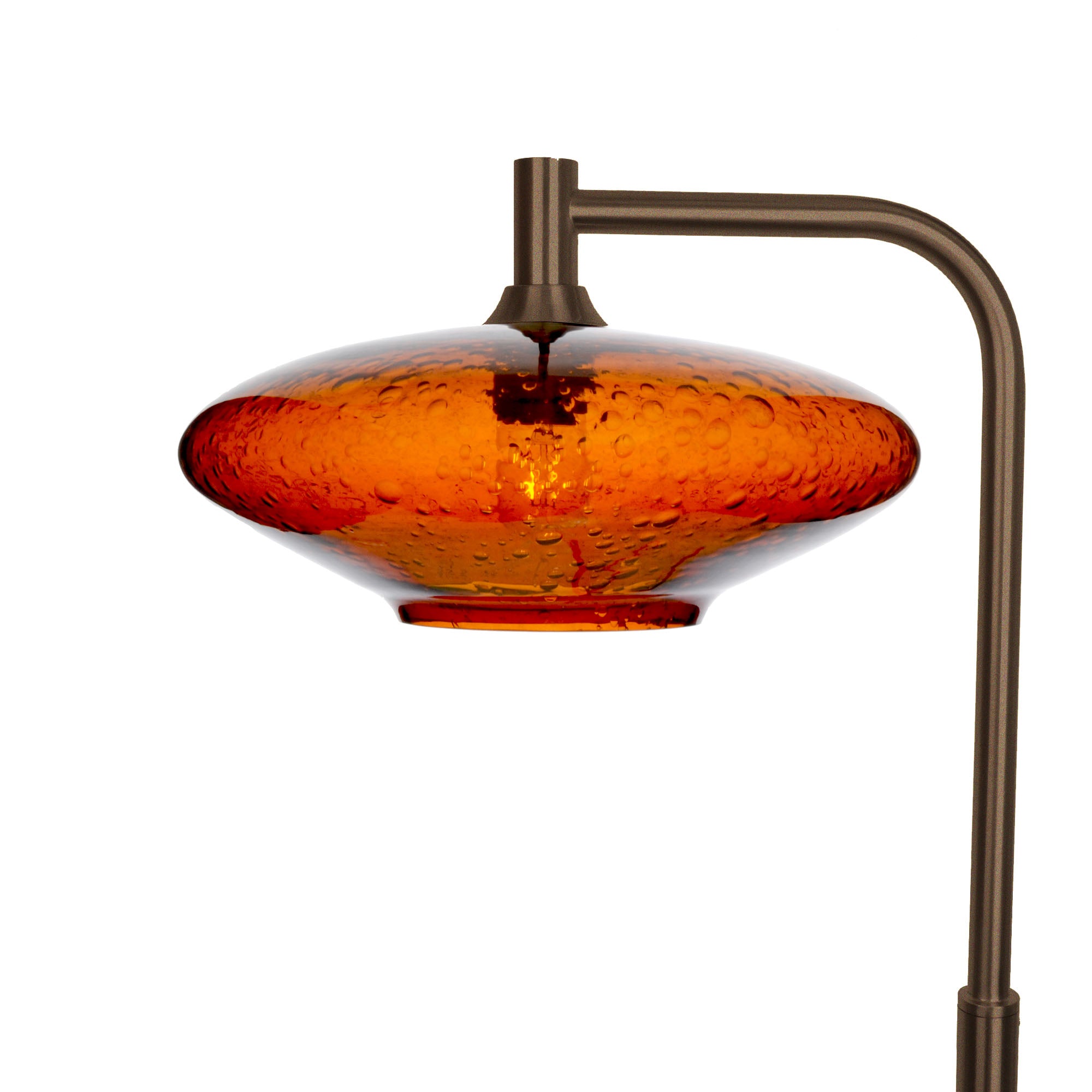952 Floor Lamp-Glass-Bicycle Glass Co-Lunar-Golden Amber-Antique Bronze-Bicycle Glass Co
