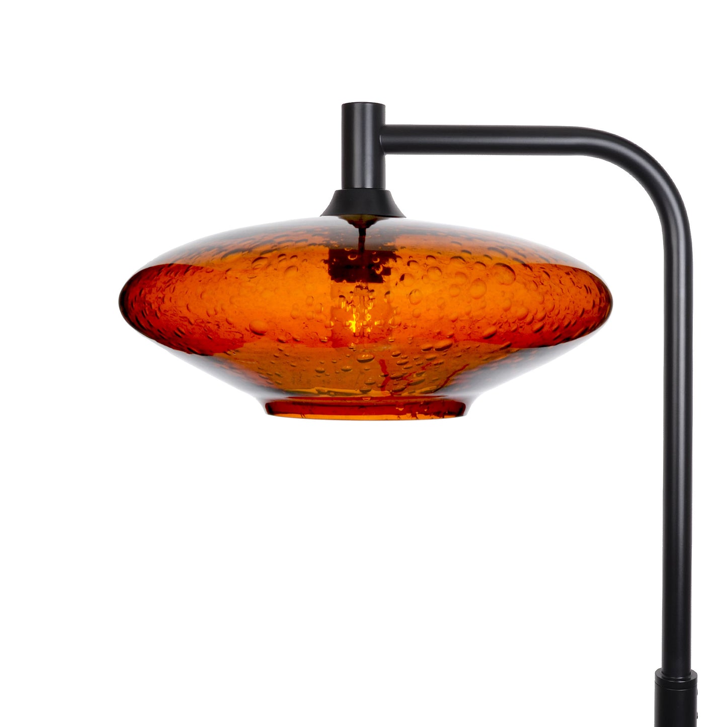 952 Floor Lamp-Glass-Bicycle Glass Co-Lunar-Golden Amber-Matte Black-Bicycle Glass Co