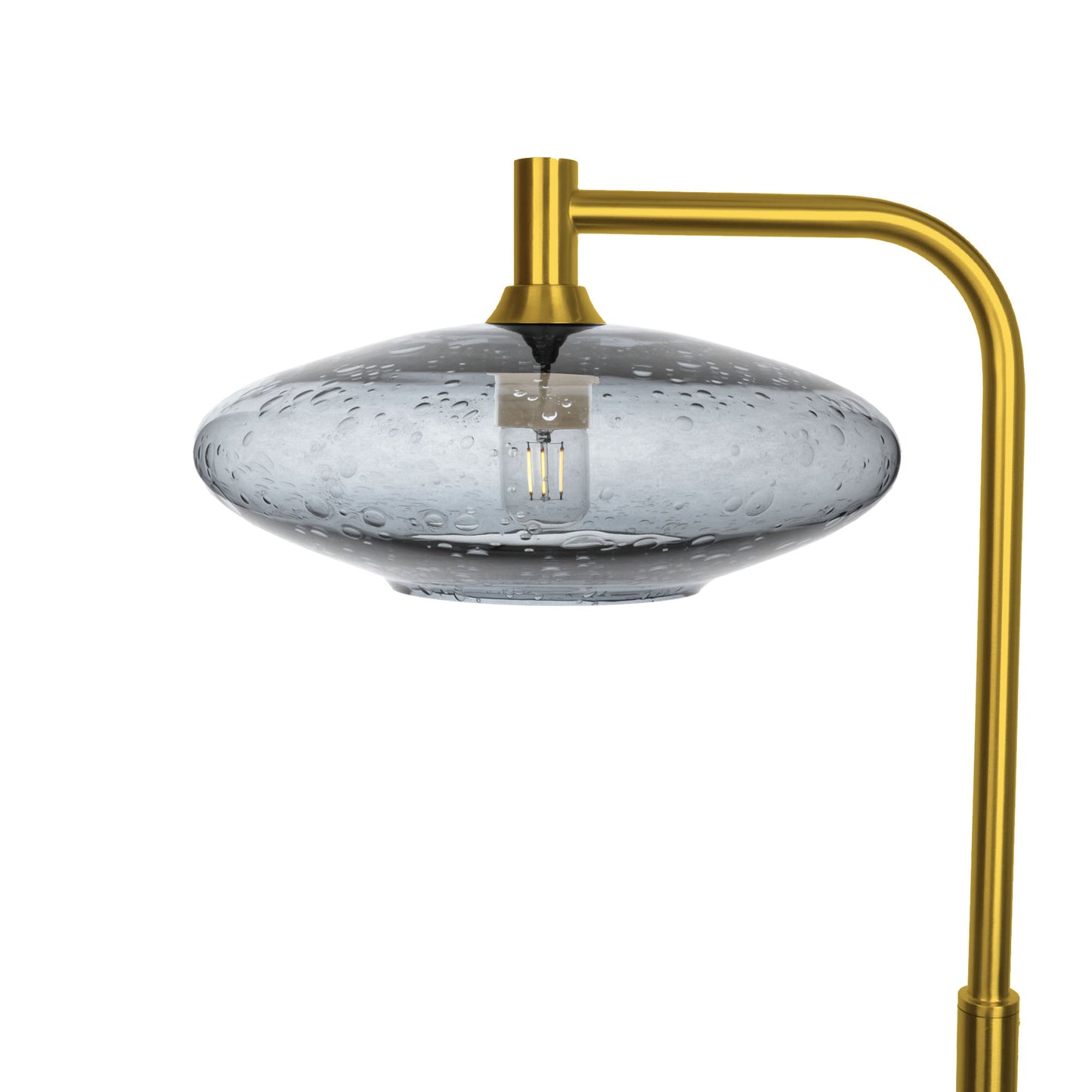 952 Floor Lamp-Glass-Bicycle Glass Co-Lunar-Slate Gray-Polished Brass-Bicycle Glass Co
