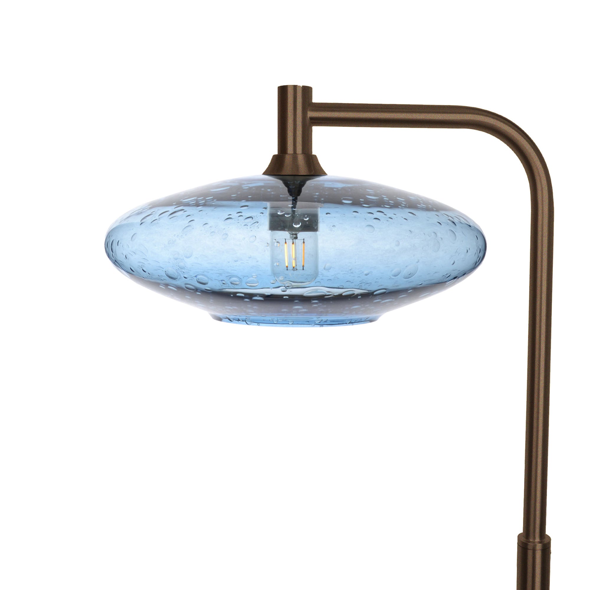 952 Floor Lamp-Glass-Bicycle Glass Co-Lunar-Steel Blue-Antique Bronze-Bicycle Glass Co