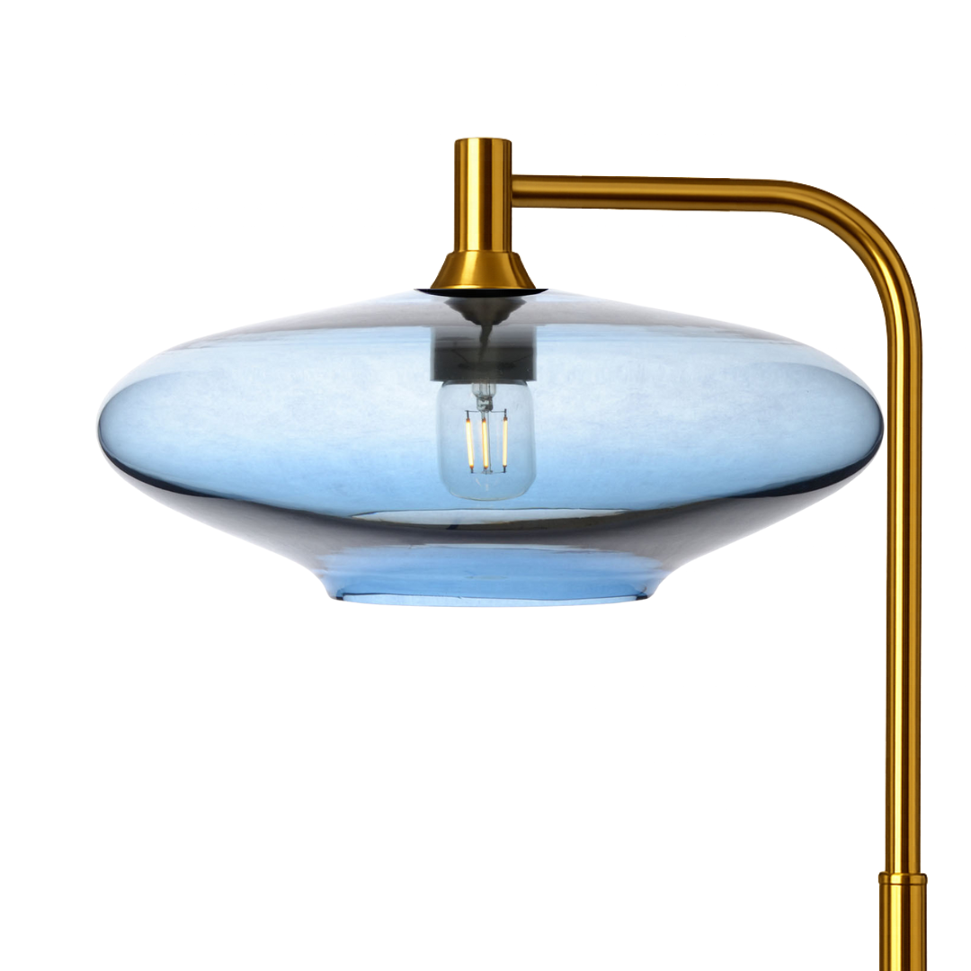 952 Lucent: Floor Lamp-Glass-Bicycle Glass Co - Hotshop-Steel Blue-Polished Brass-Bicycle Glass Co