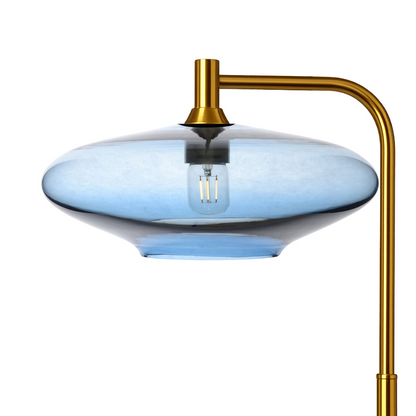 952 Lucent: Floor Lamp-Glass-Bicycle Glass Co - Hotshop-Steel Blue-Polished Brass-Bicycle Glass Co