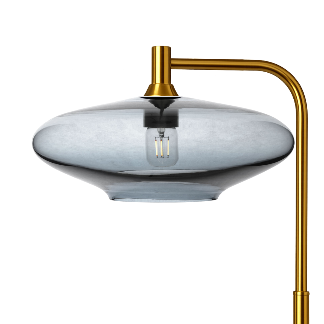 952 Lucent: Floor Lamp-Glass-Bicycle Glass Co - Hotshop-Slate Gray-Polished Brass-Bicycle Glass Co