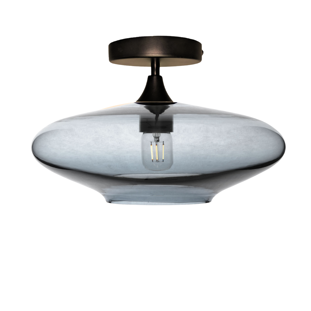 952 Lucent: Semi Flush Light-Glass-Bicycle Glass Co - Hotshop-Slate Gray-Antique Bronze-Bicycle Glass Co