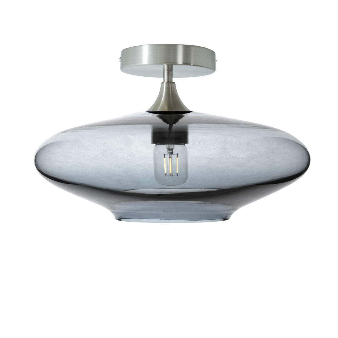 952 Lucent: Semi Flush Light-Glass-Bicycle Glass Co - Hotshop-Slate Gray-Brushed Nickel-Bicycle Glass Co