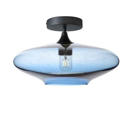 952 Lucent: Semi Flush Light-Glass-Bicycle Glass Co - Hotshop-Steel Blue-Matte Black-Bicycle Glass Co