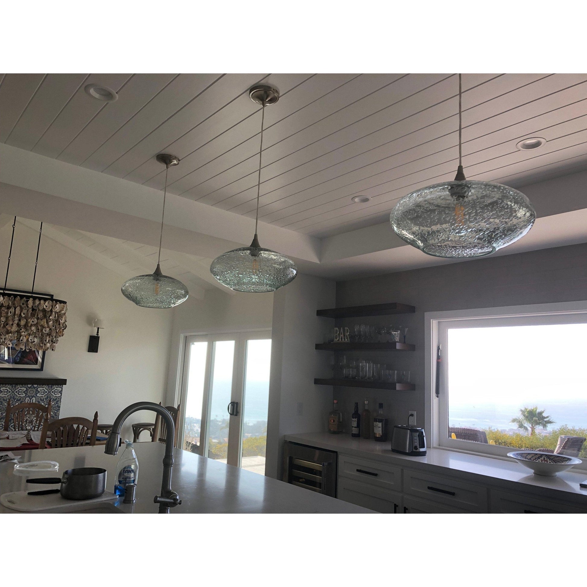 1-952-LUN-STB-STD-1SGL-BLK-Lunar Single Pendant - Form No. 952-Pendant Lights-Bicycle Glass Co-Steel Blue-Black-Bicycle Glass Co