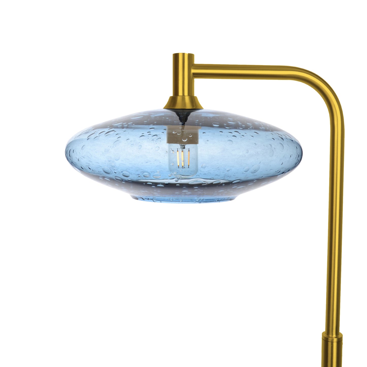 952 Lunar: Floor Lamp-Glass-Bicycle Glass Co - Hotshop-Steel Blue-Polished Brass-Bicycle Glass Co