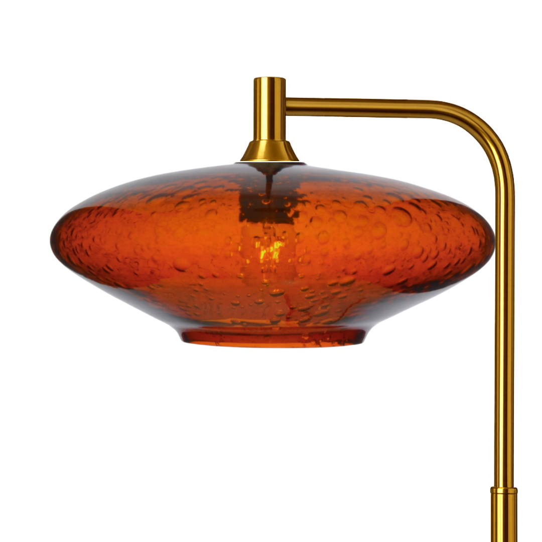 952 Lunar: Floor Lamp-Glass-Bicycle Glass Co - Hotshop-Golden Amber-Polished Brass-Bicycle Glass Co