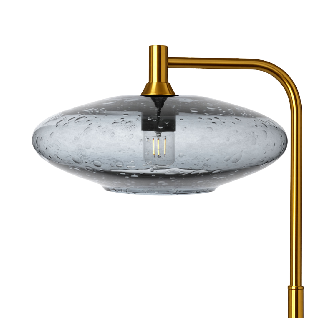 952 Lunar: Floor Lamp-Glass-Bicycle Glass Co - Hotshop-Slate Gray-Polished Brass-Bicycle Glass Co