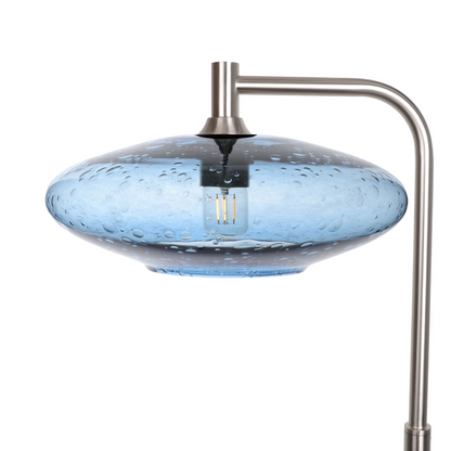 952 Lunar: Floor Lamp-Glass-Bicycle Glass Co - Hotshop-Steel Blue-Brushed Nickel-Bicycle Glass Co