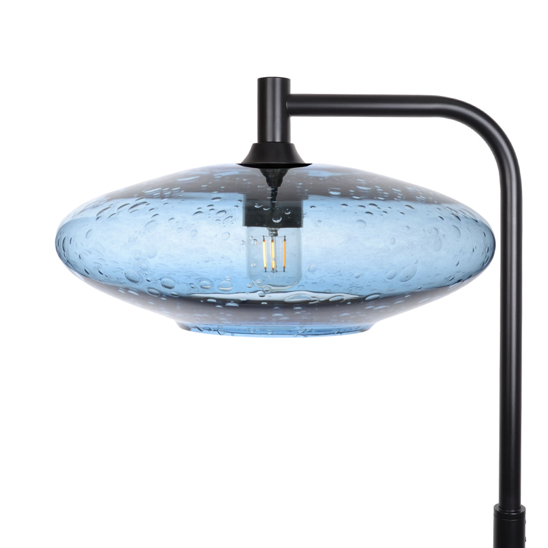 952 Lunar: Floor Lamp-Glass-Bicycle Glass Co - Hotshop-Steel Blue-Matte Black-Bicycle Glass Co