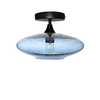 952 Lunar: Semi Flush Light-Glass-Bicycle Glass Co - Hotshop-Steel Blue-Matte Black-Bicycle Glass Co