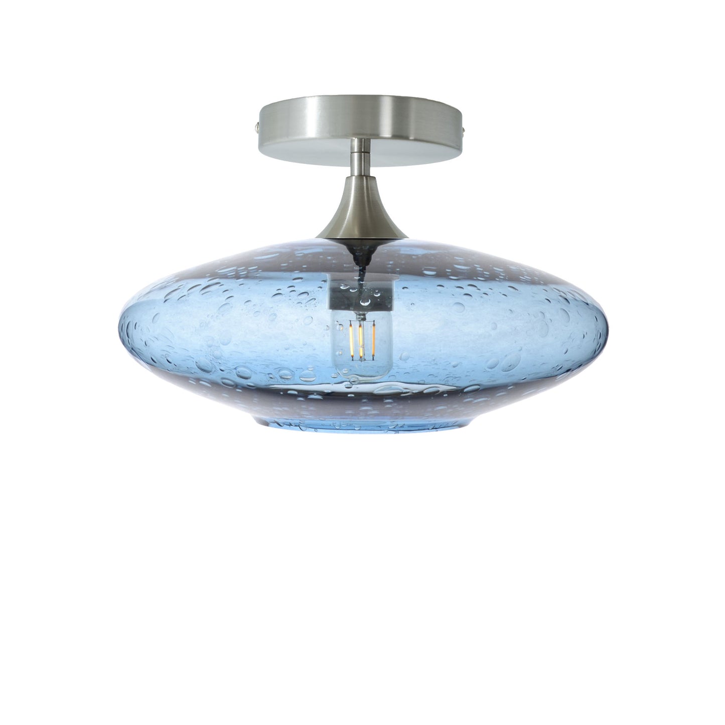 952 Lunar: Semi Flush Light-Glass-Bicycle Glass Co - Hotshop-Steel Blue-Brushed Nickel-Bicycle Glass Co