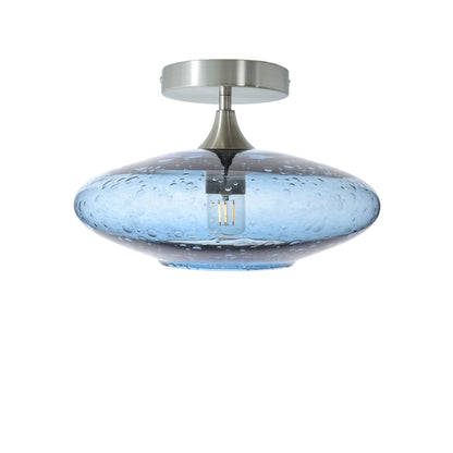 952 Lunar: Semi Flush Light-Glass-Bicycle Glass Co - Hotshop-Steel Blue-Brushed Nickel-Bicycle Glass Co