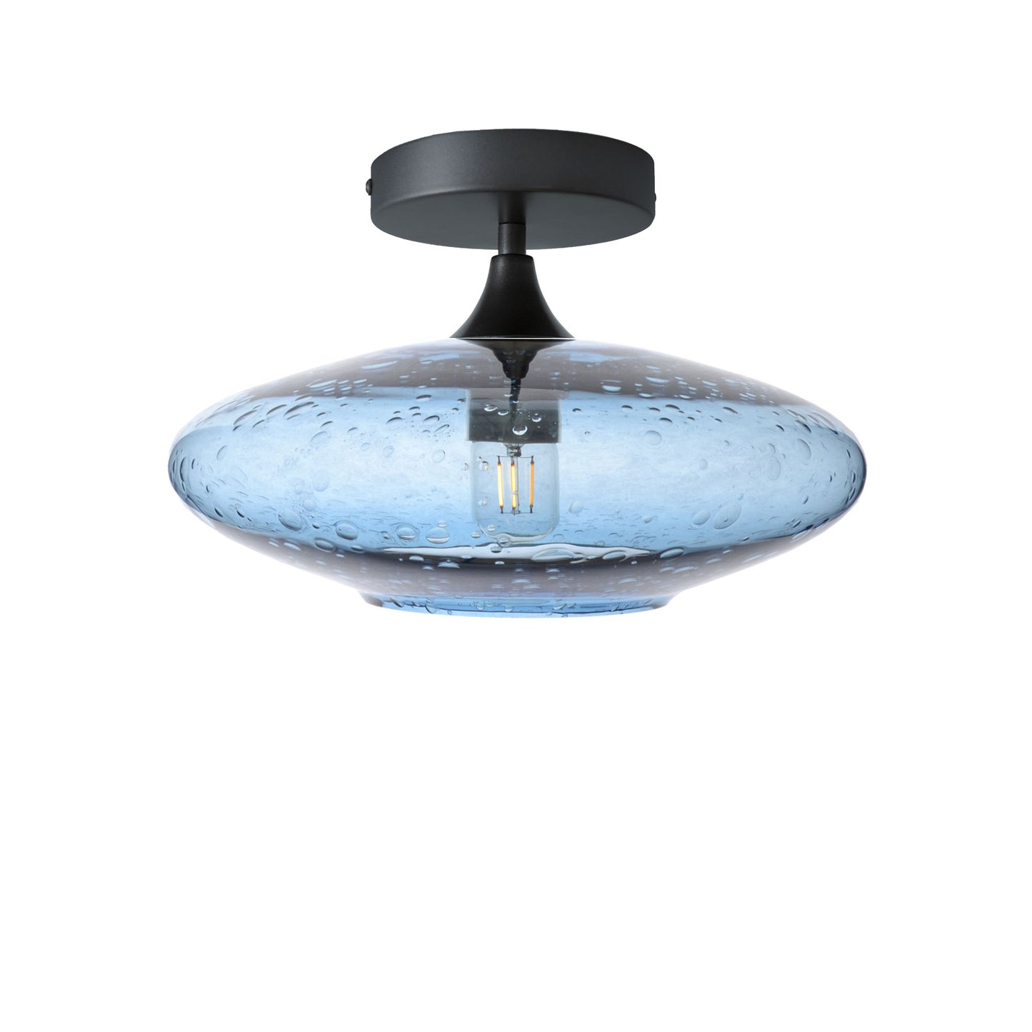 952 Lunar: Semi Flush Light-Glass-Bicycle Glass Co - Hotshop-Steel Blue-Antique Bronze-Bicycle Glass Co