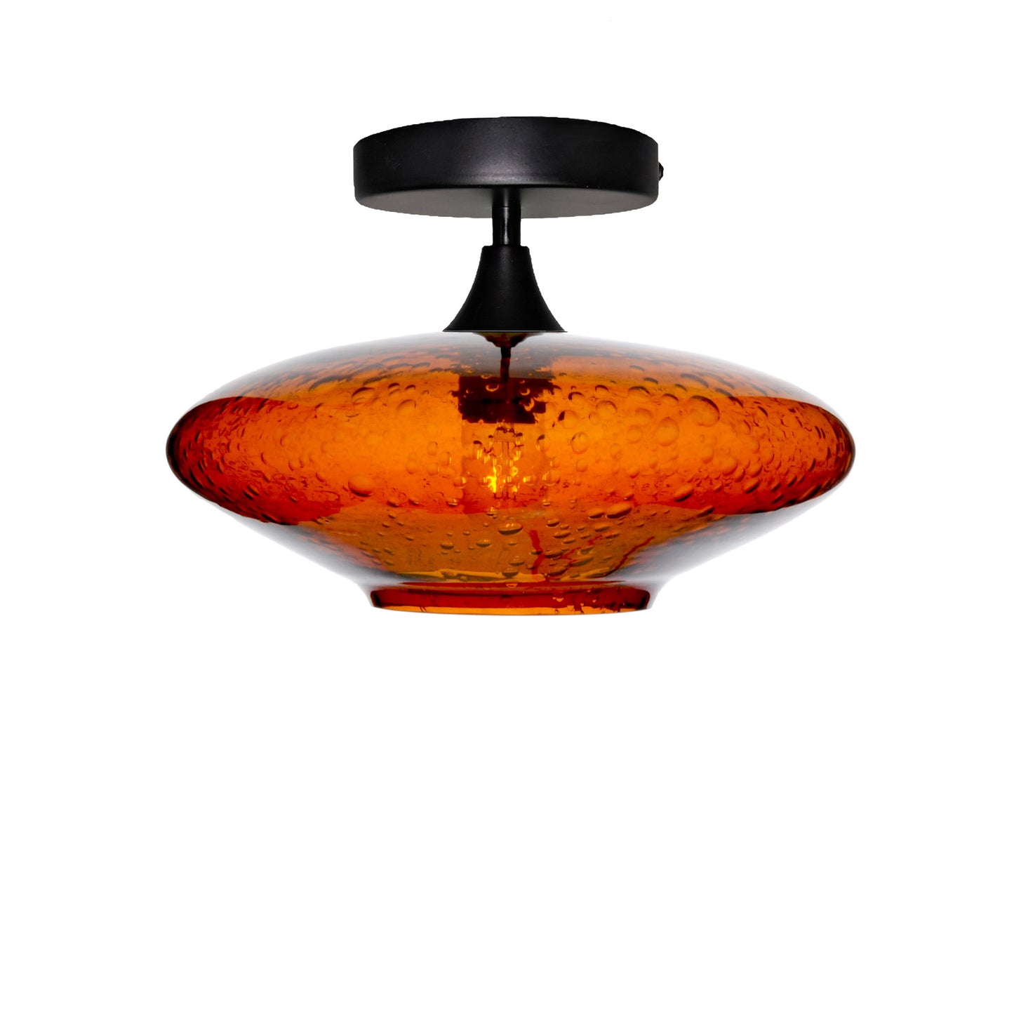 952 Lunar: Semi Flush Light-Glass-Bicycle Glass Co - Hotshop-Golden Amber-Matte Black-Bicycle Glass Co