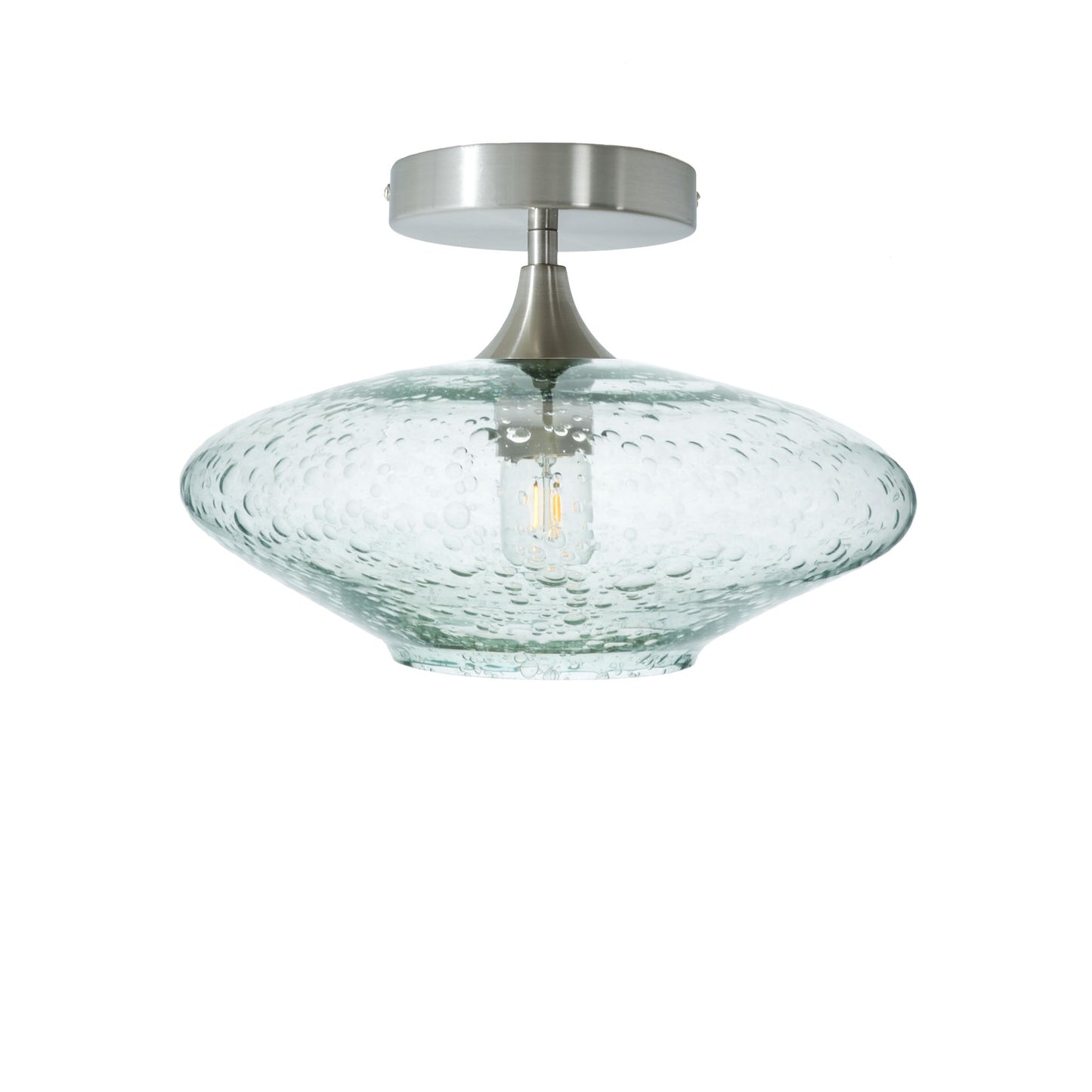 952 Lunar: Semi Flush Light-Glass-Bicycle Glass Co - Hotshop-Eco Clear-Brushed Nickel-Bicycle Glass Co