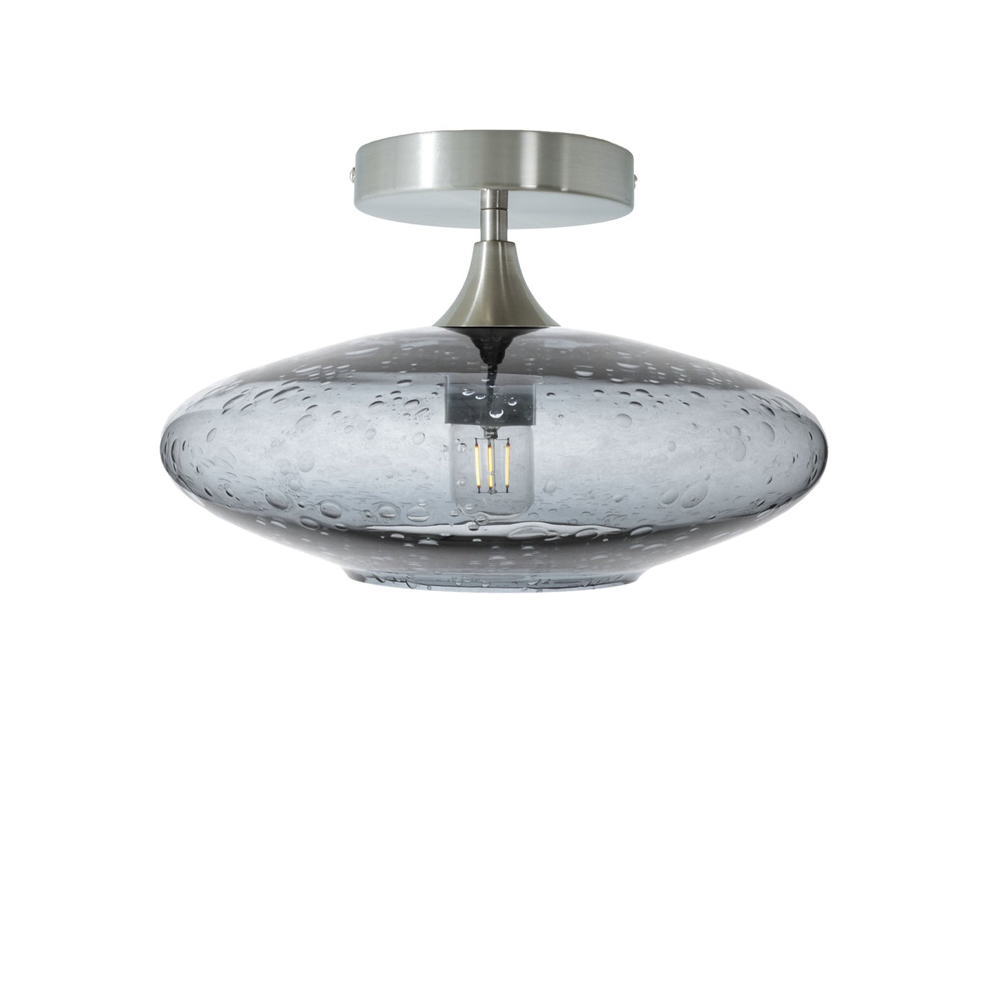 952 Lunar: Semi Flush Light-Glass-Bicycle Glass Co - Hotshop-Slate Gray-Brushed Nickel-Bicycle Glass Co