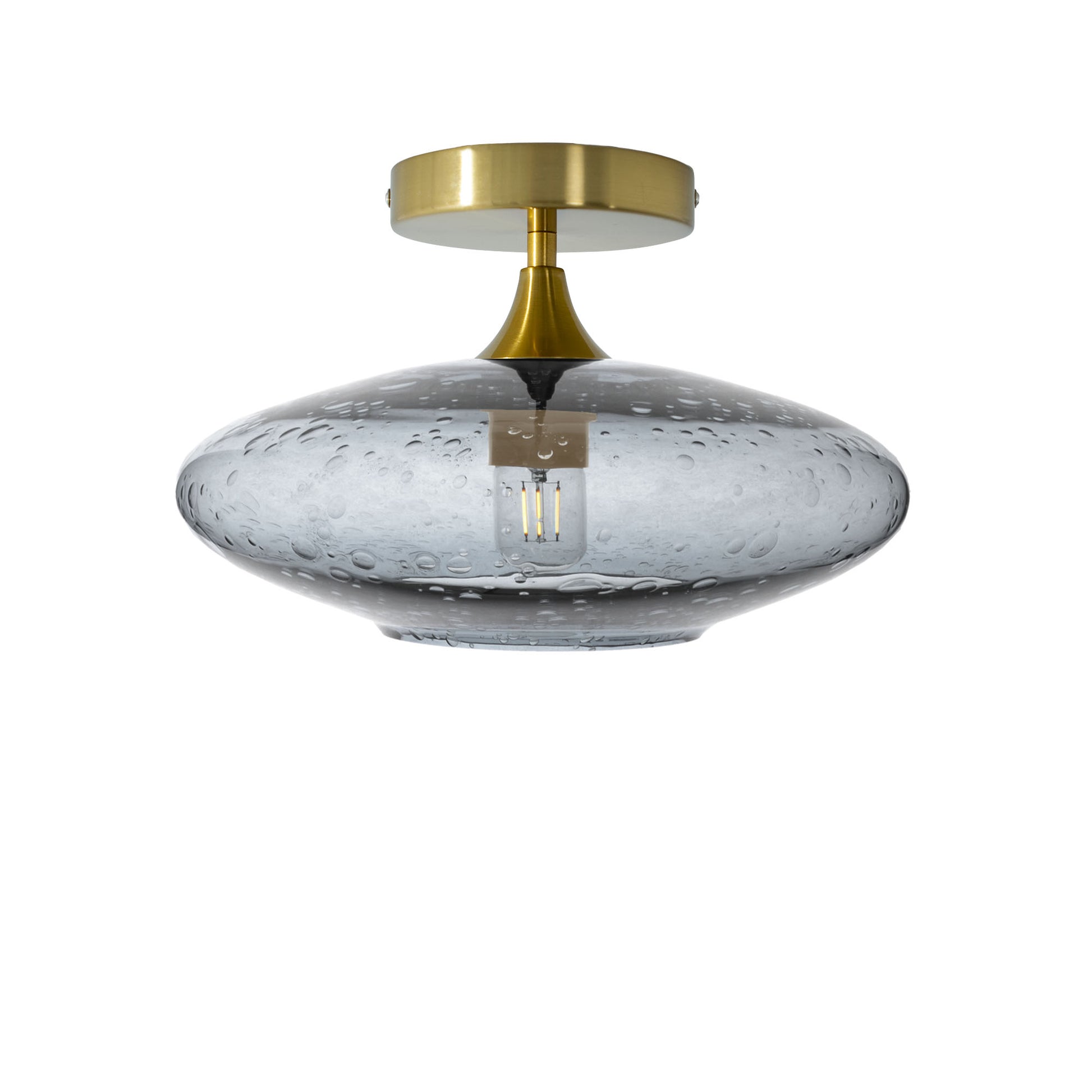 952 Lunar: Semi Flush Light-Glass-Bicycle Glass Co - Hotshop-Slate Gray-Polished Brass-Bicycle Glass Co