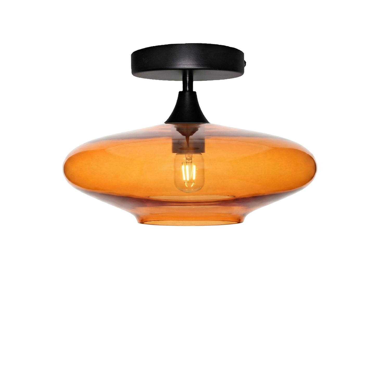 952 Semi-Flush Light-Bicycle Glass Co - Hotshop-Lucent-Golden Amber-Matte Black-Bicycle Glass Co