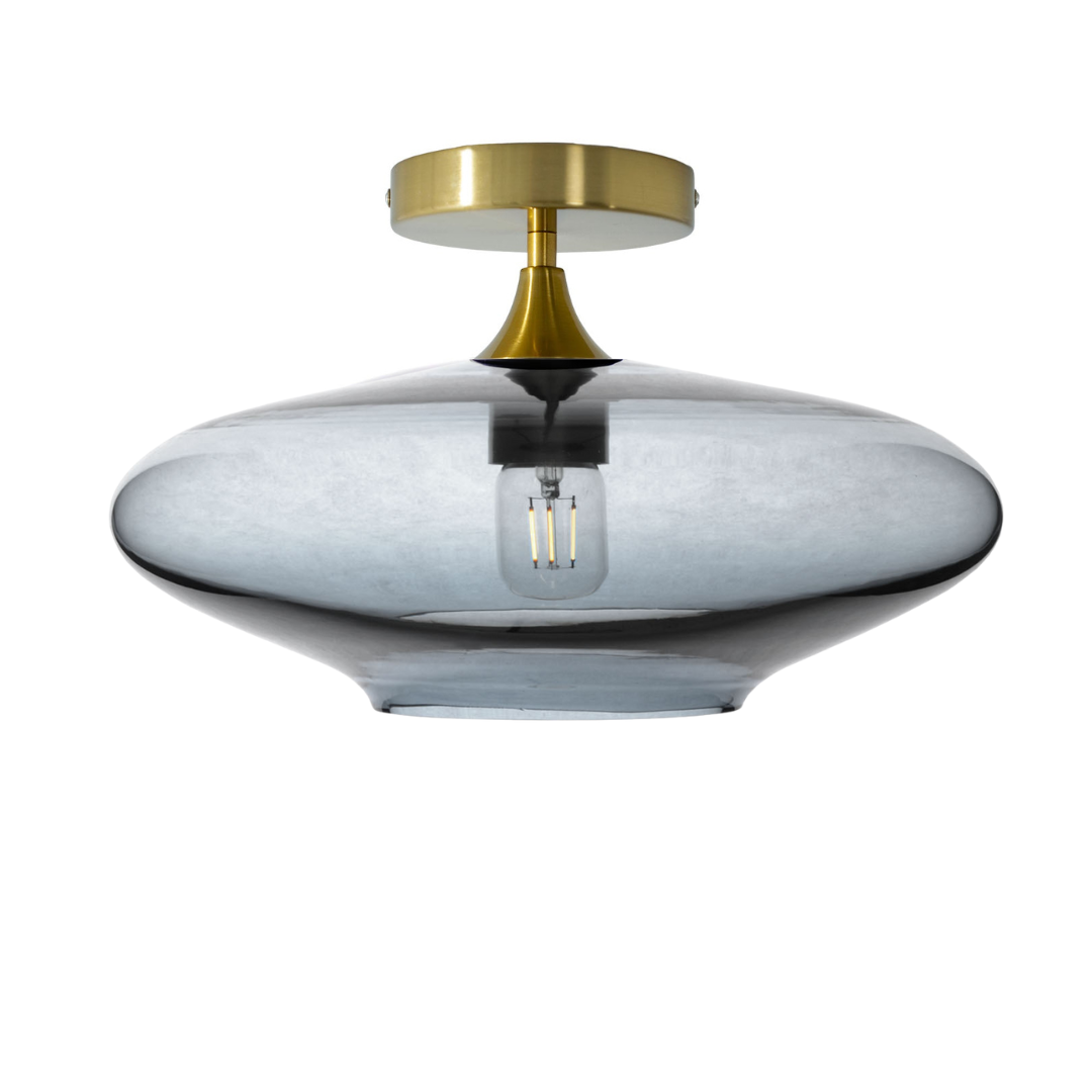 952 Semi-Flush-Bicycle Glass Co - Hotshop-Lucent-Slate Gray-Polished Brass-Bicycle Glass Co