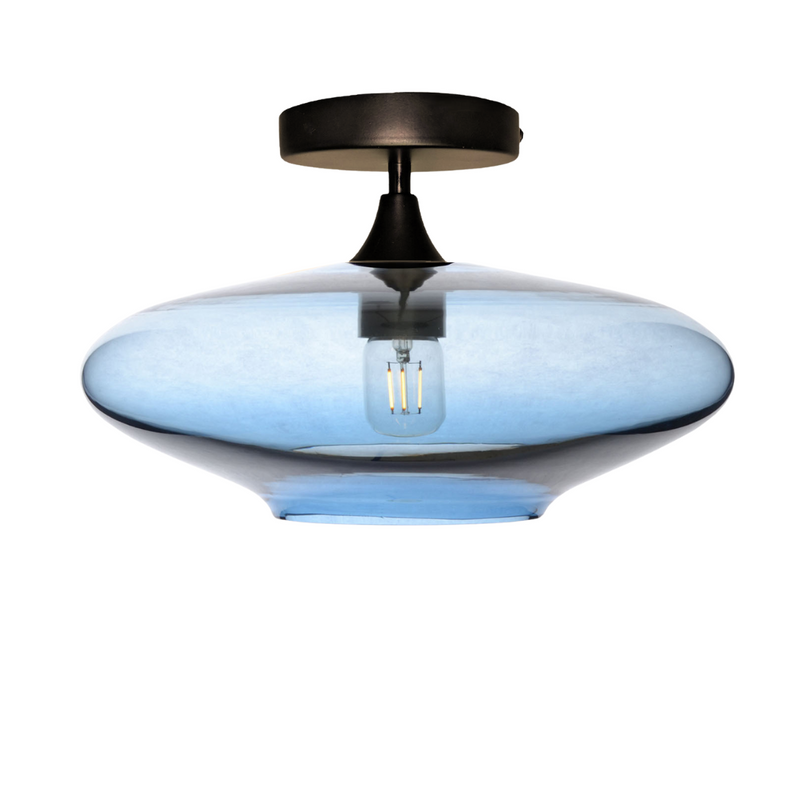 952 Semi-Flush Light – Lucent / Steel Blue / Antique Bronze