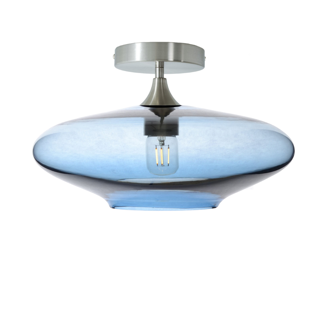 952 Semi-Flush-Bicycle Glass Co - Hotshop-Lucent-Steel Blue-Brushed Nickel-Bicycle Glass Co