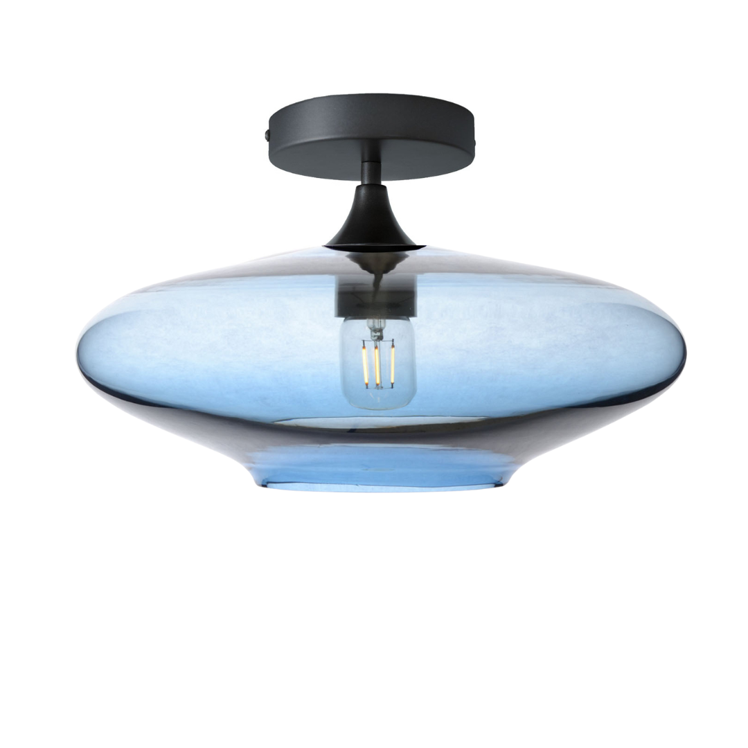 952 Semi-Flush-Bicycle Glass Co - Hotshop-Lucent-Steel Blue-Matte Black-Bicycle Glass Co