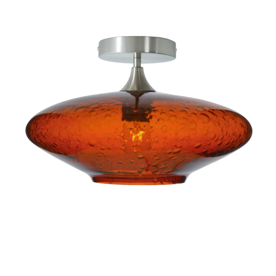 952 Semi-Flush-Bicycle Glass Co - Hotshop-Lunar-Golden Amber-Brushed Nickel-Bicycle Glass Co