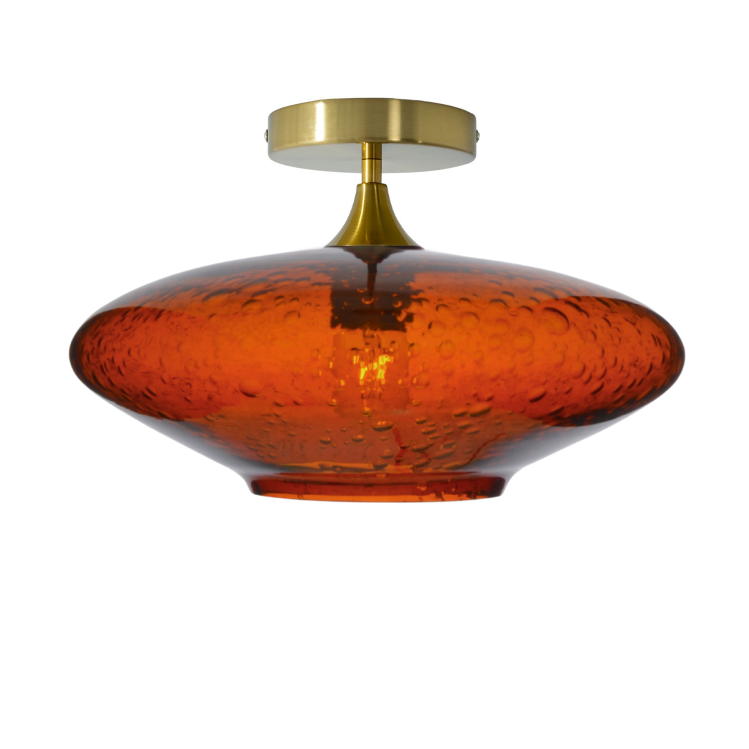 952 Semi-Flush-Bicycle Glass Co - Hotshop-Lunar-Golden Amber-Polished Brass-Bicycle Glass Co