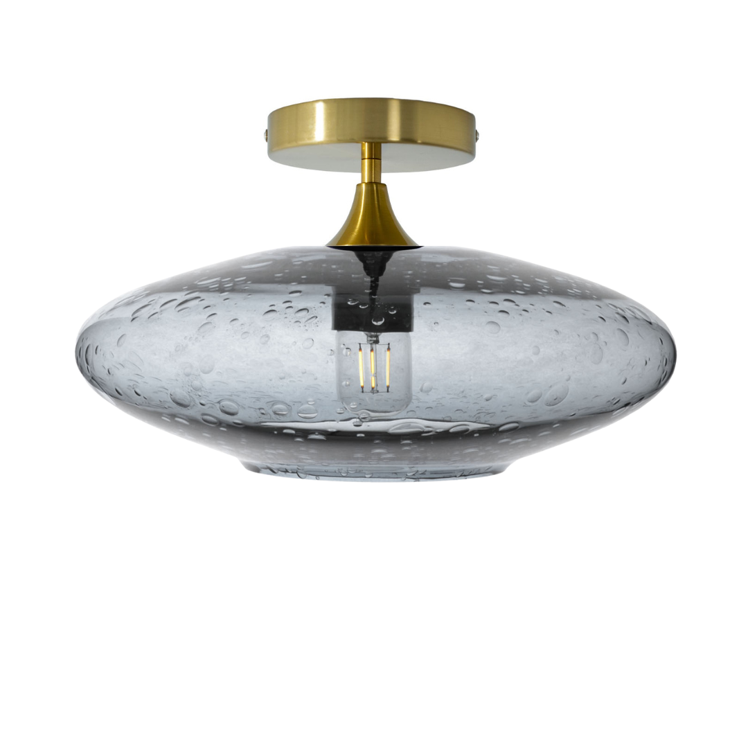 952 Semi-Flush-Bicycle Glass Co - Hotshop-Lunar-Slate Gray-Polished Brass-Bicycle Glass Co