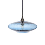 952 Single Pendant Light-Bicycle Glass Co-Antique Bronze 15ft Cord + Track Mount-Lunar-Steel Blue-Bicycle Glass Co