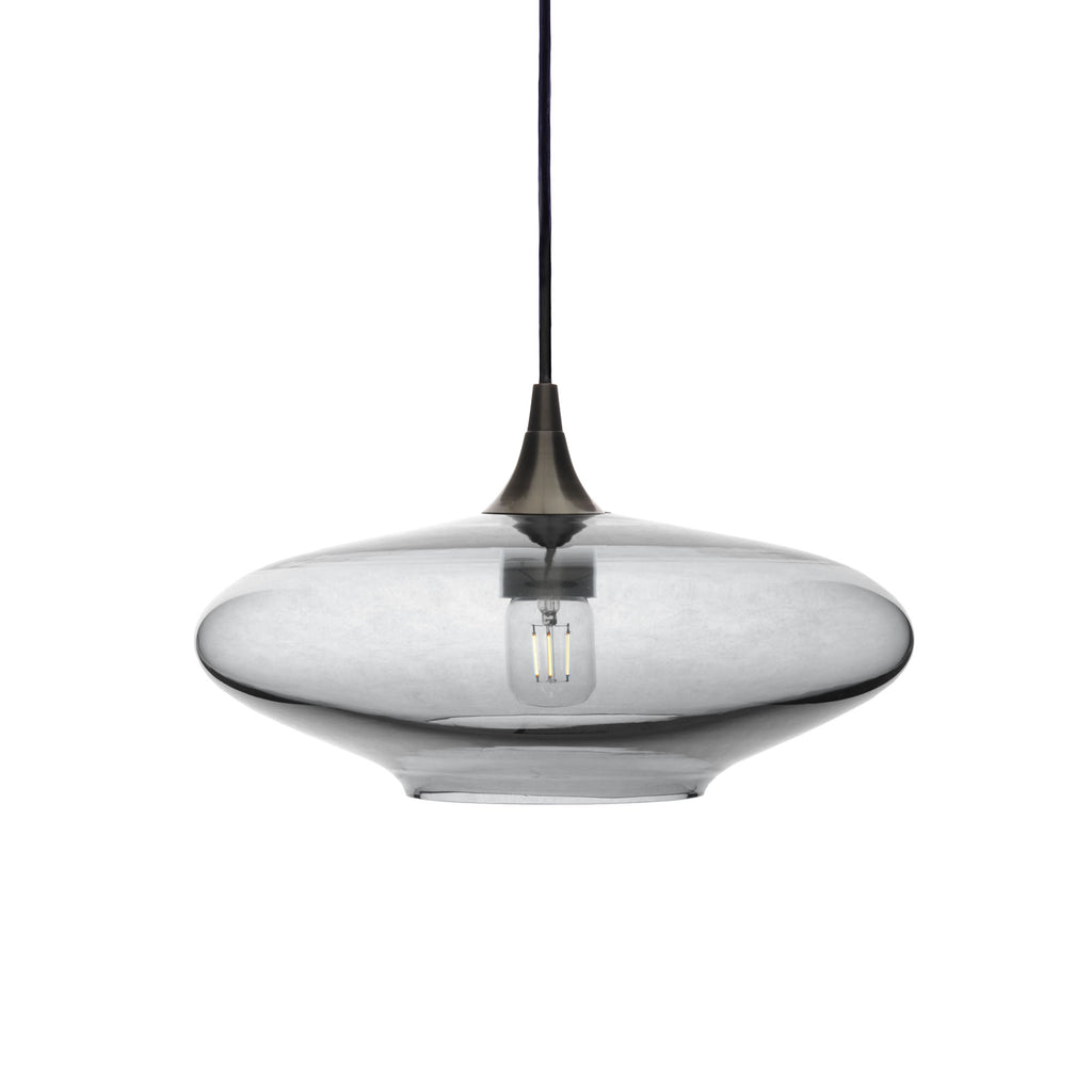952 Single Pendant Light-Bicycle Glass Co-Antique Bronze 15ft Cord + Track Mount-Lucent-Slate Gray-Bicycle Glass Co