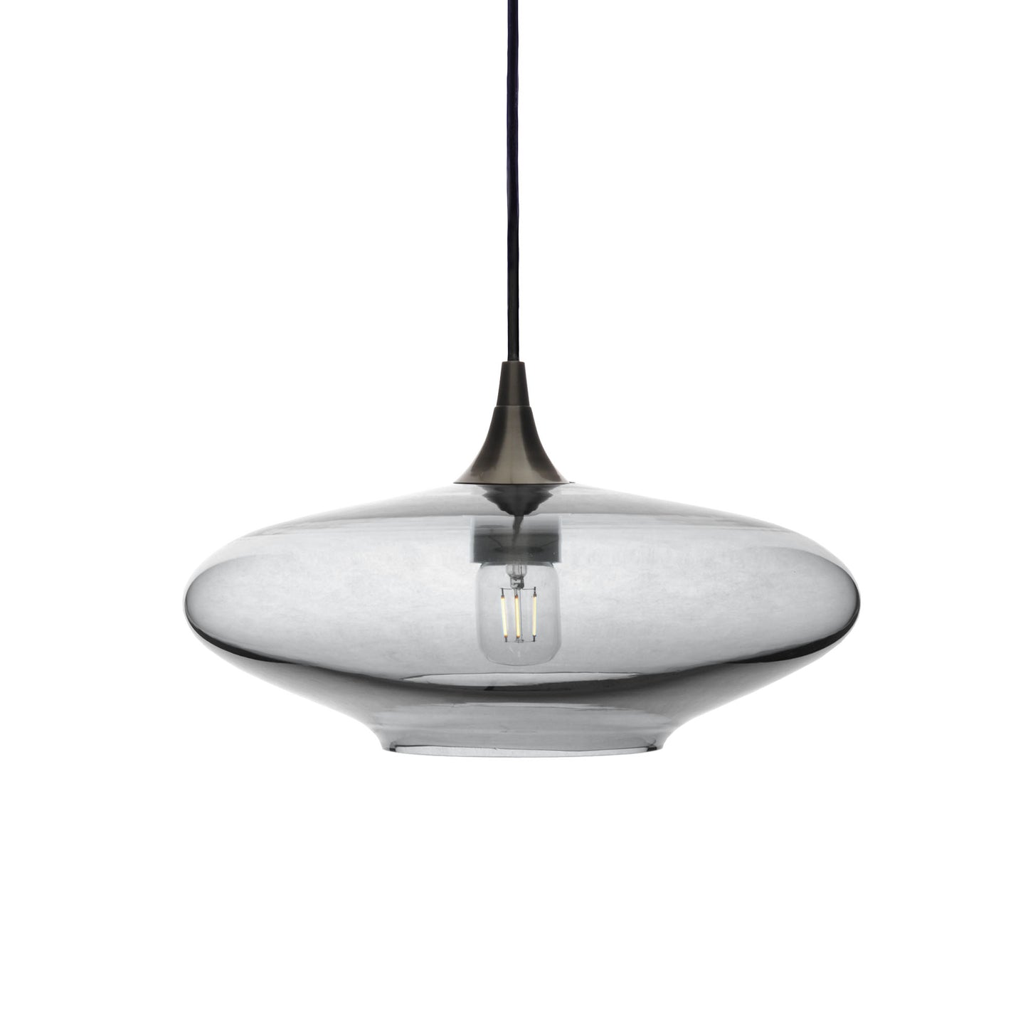 952 Single Pendant Light-Bicycle Glass Co-Antique Bronze 15ft Cord + Track Mount-Lucent-Slate Gray-Bicycle Glass Co