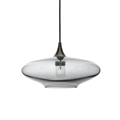 952 Single Pendant Light-Bicycle Glass Co-Antique Bronze 15ft Cord + Track Mount-Lucent-Slate Gray-Bicycle Glass Co