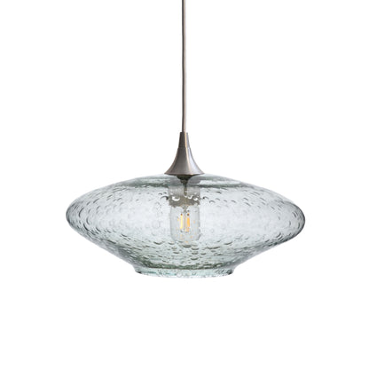 952 Single Pendant Light-Bicycle Glass Co-Brushed Nickel 15ft Cord + Track Mount-Lunar-Eco Clear-Bicycle Glass Co