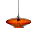 952 Single Pendant Light-Bicycle Glass Co-Brushed Nickel 15ft Cord + Track Mount-Lunar-Golden Amber-Bicycle Glass Co