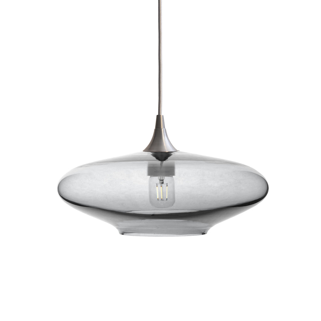 952 Single Pendant Light-Bicycle Glass Co-Brushed Nickel 15ft Cord + Track Mount-Lucent-Slate Gray-Bicycle Glass Co